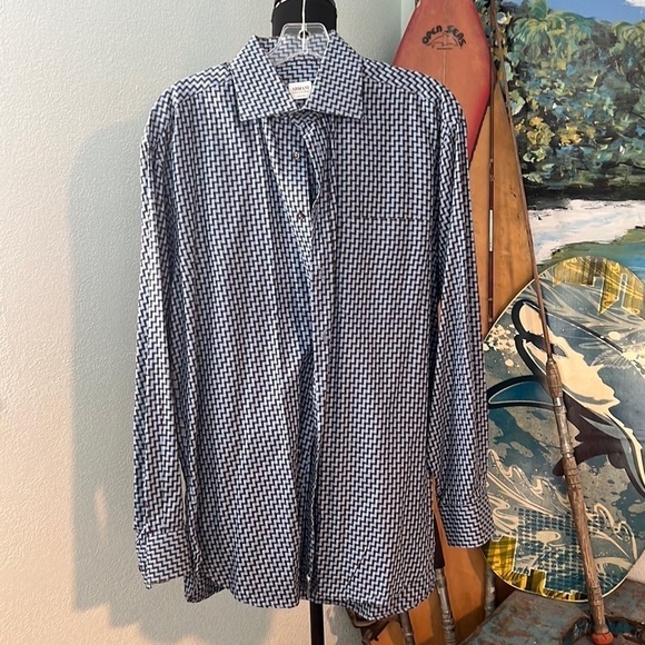Armani,(L)Gorgeous Shirt,Excellent Condition, Turquoise & Brown,Brilliant,41 - Picture 1 of 8